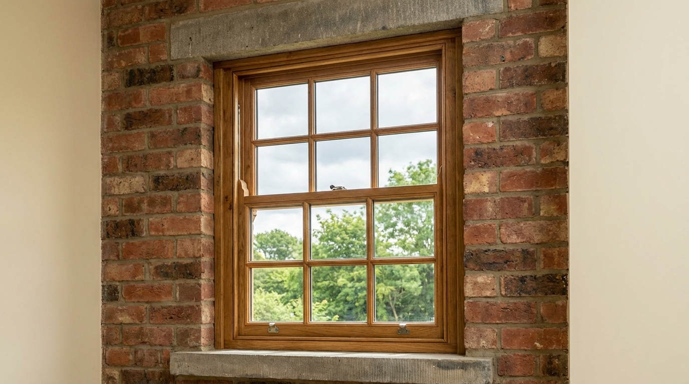 12-Lite Double-Hung Window (Open State)